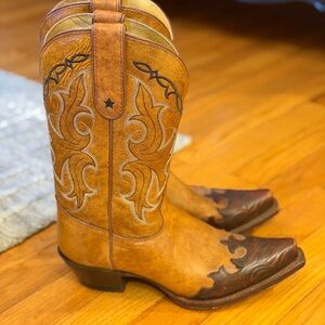 Tony Lama Snip Toe Tan Leather Cowboy Boots